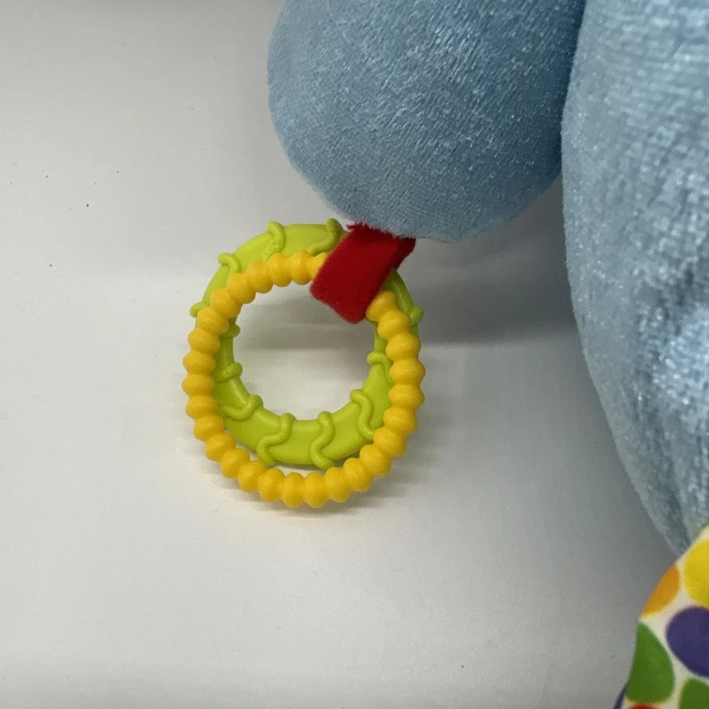 Eric Carle Blue Elephant Activity Plush Button Zip Mirror Teether Chime Toy